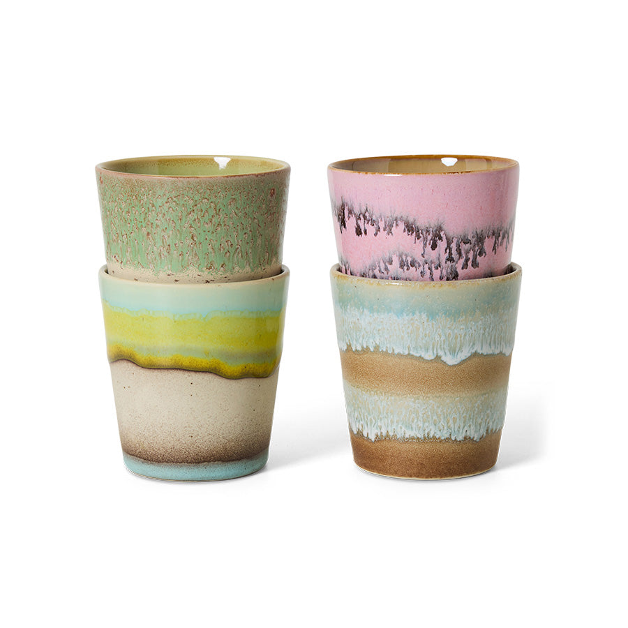 Heliotique | HKLIVING 70's Ceramic Coffee Mugs (set of 4) - Pop Art
