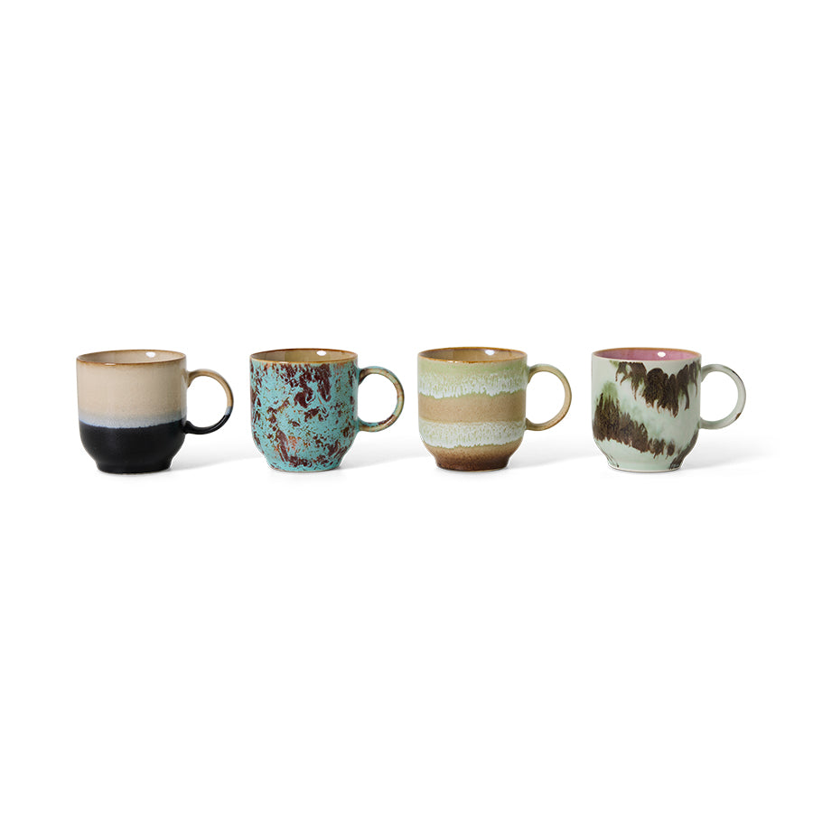 70's Ceramic Café Mugs (Set of 4) - Abstract
