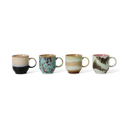 70's Ceramic Café Mugs (Set of 4) - Abstract