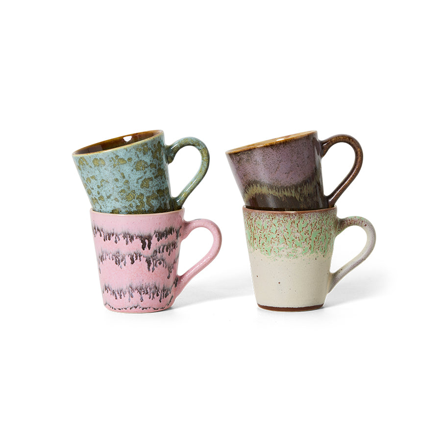 Heliotique 70's Ceramic Espresso Mugs (set of 4) - Brutalism