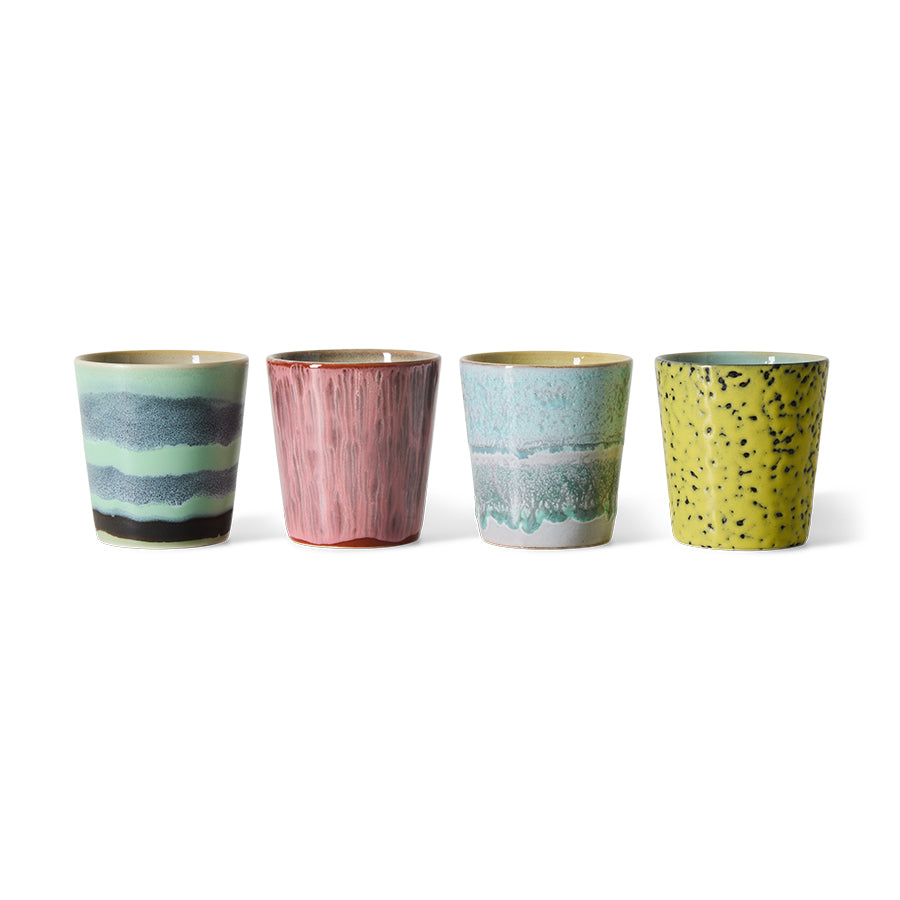 70's Ceramic Coffee Mugs (Set of 4) - Artistic