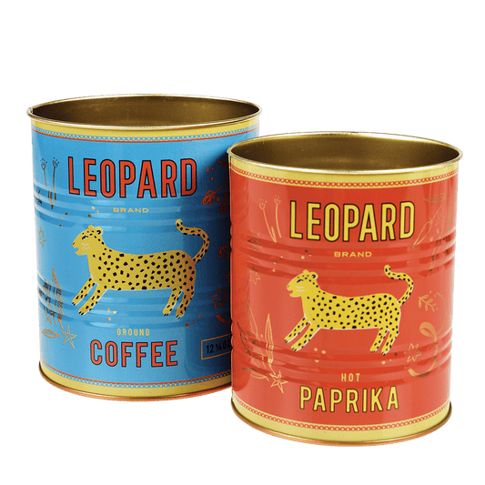 Heliotique | Rex London Set of 2 Retro Leopard Storage Tins