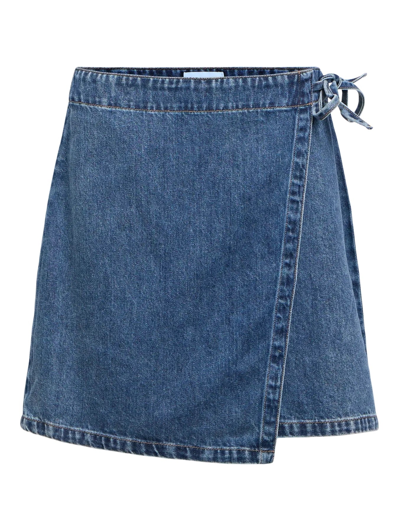 Heliotique Denim Wrap Mini Skirt