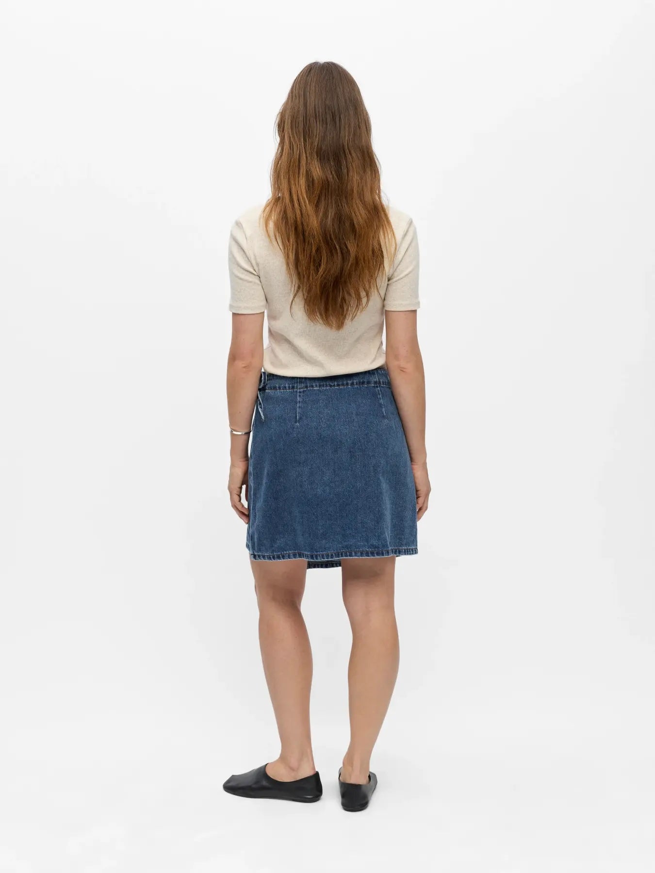 Heliotique Denim Wrap Mini Skirt