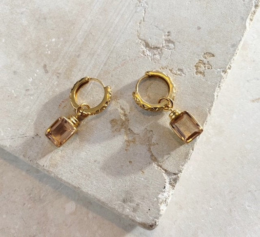 Heliotique | Shyla Margot Huggie Earrings - Champagne