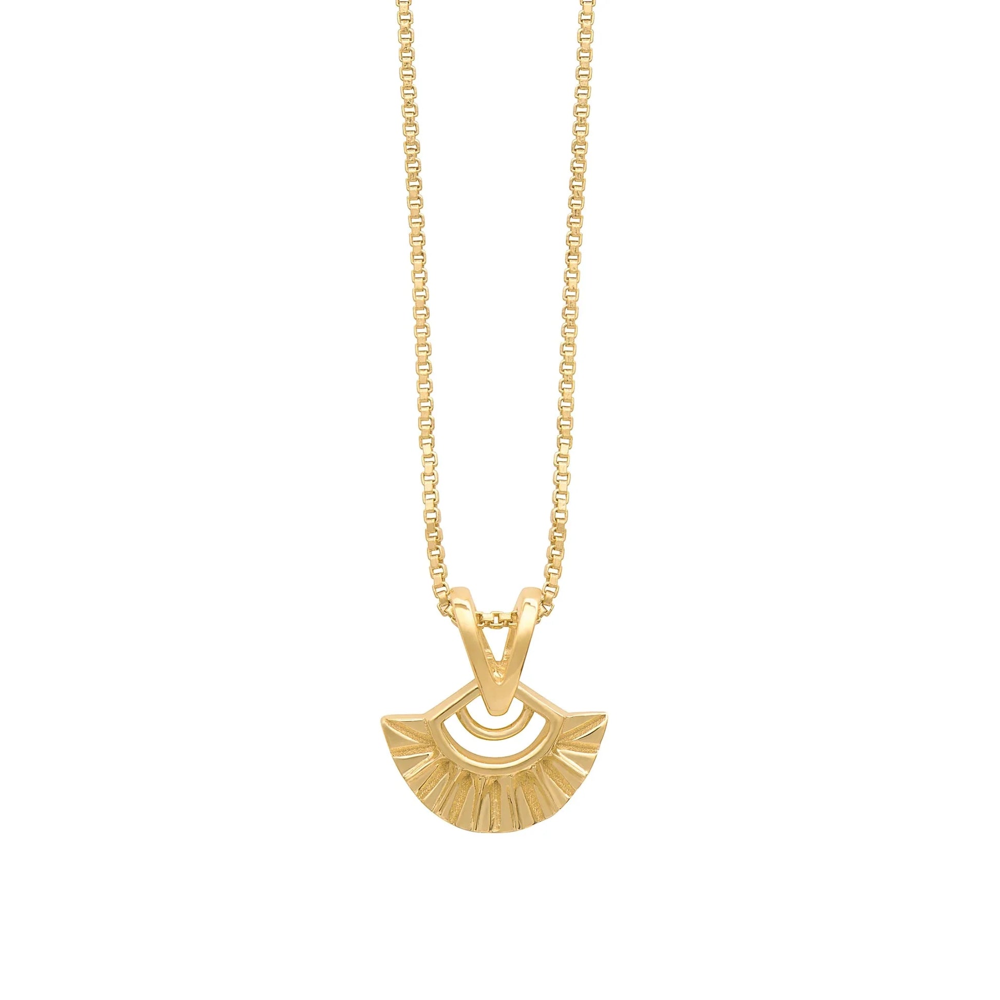 Heliotique Mini Deco Fan Necklace - Gold