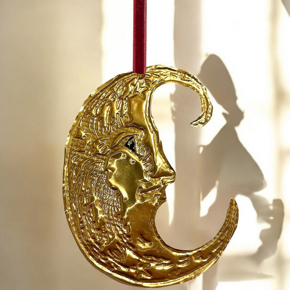 Embossed Tin Moon Hanging Ornament