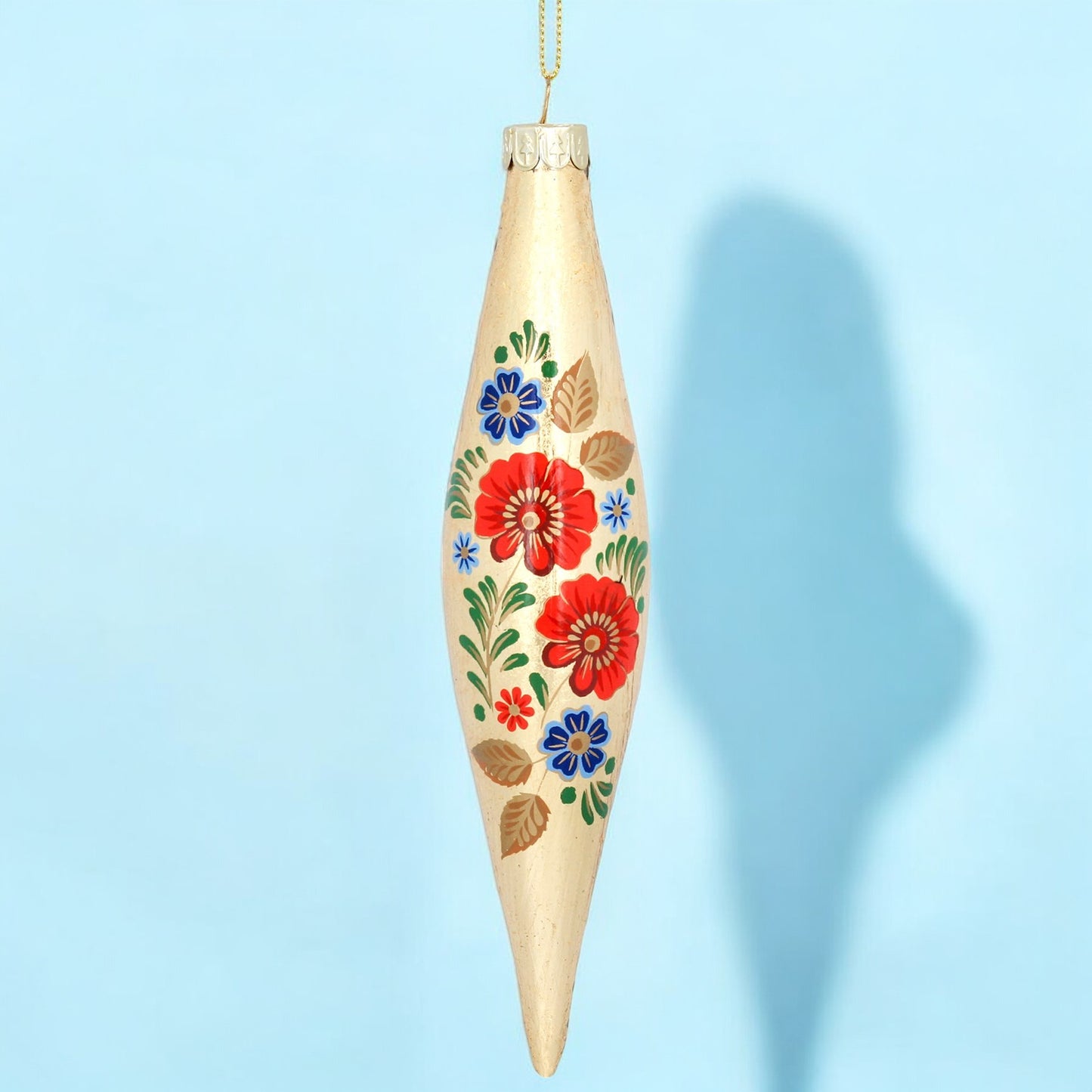 Folk Art Drop Glass Decoration