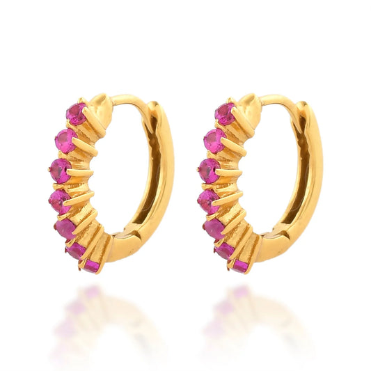 Heliotique | Shyla Paige Huggie Earrings - Ruby Red
