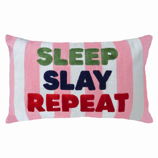 Heliotique | The Pillow Drop 'Sleep Slay Repeat' Needlepoint Cushion