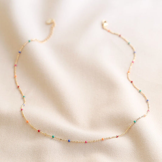 Heliotique | Lisa Angel Rainbow Enamel Bead Chain Necklace