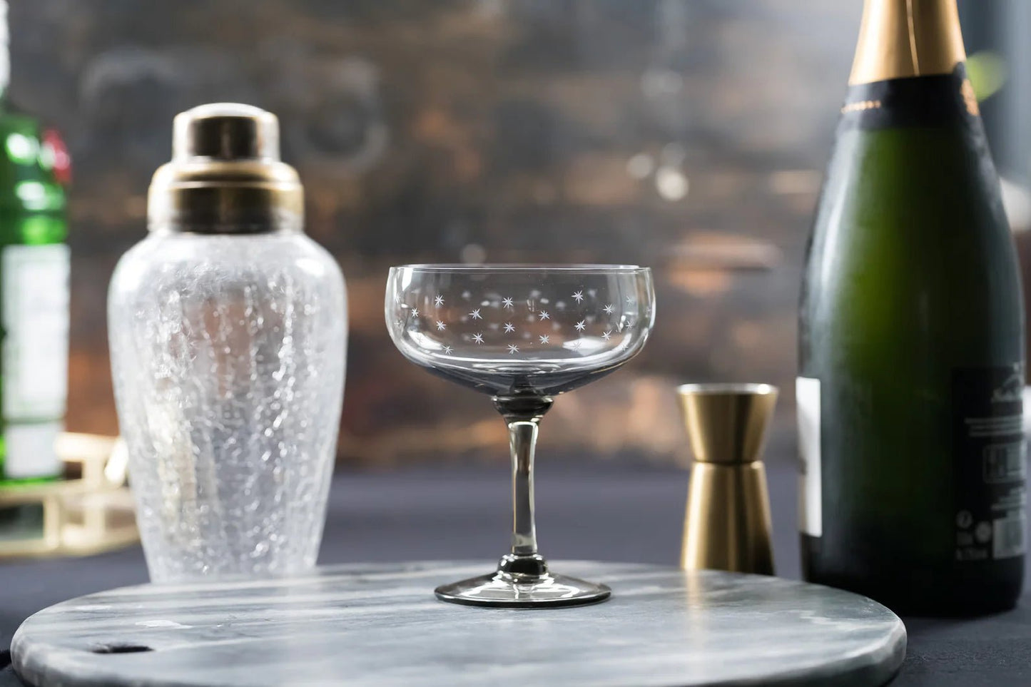 Heliotique | The Vintage List Set Of 4 Smoky Crystal Cocktail Glasses