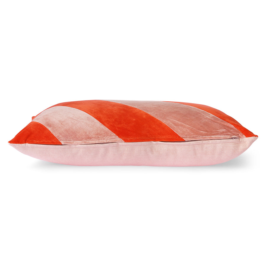 Heliotique Striped Velvet Cushion - Red / Pink