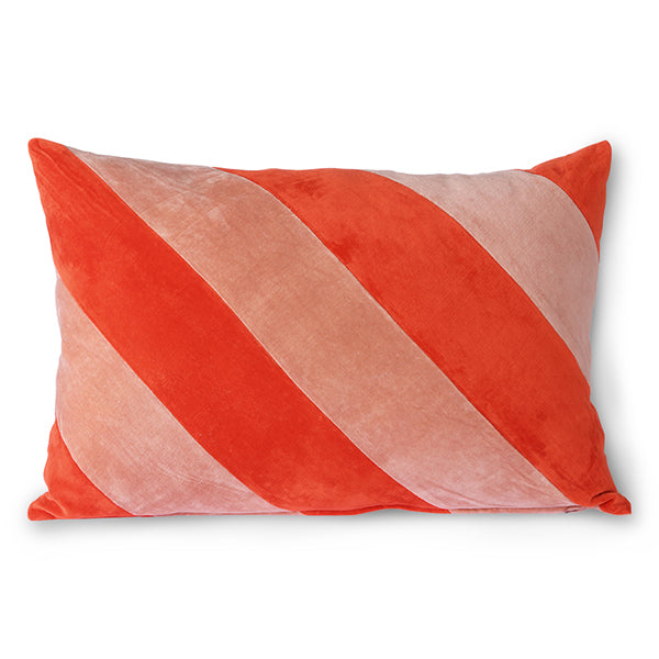 Heliotique Striped Velvet Cushion - Red / Pink