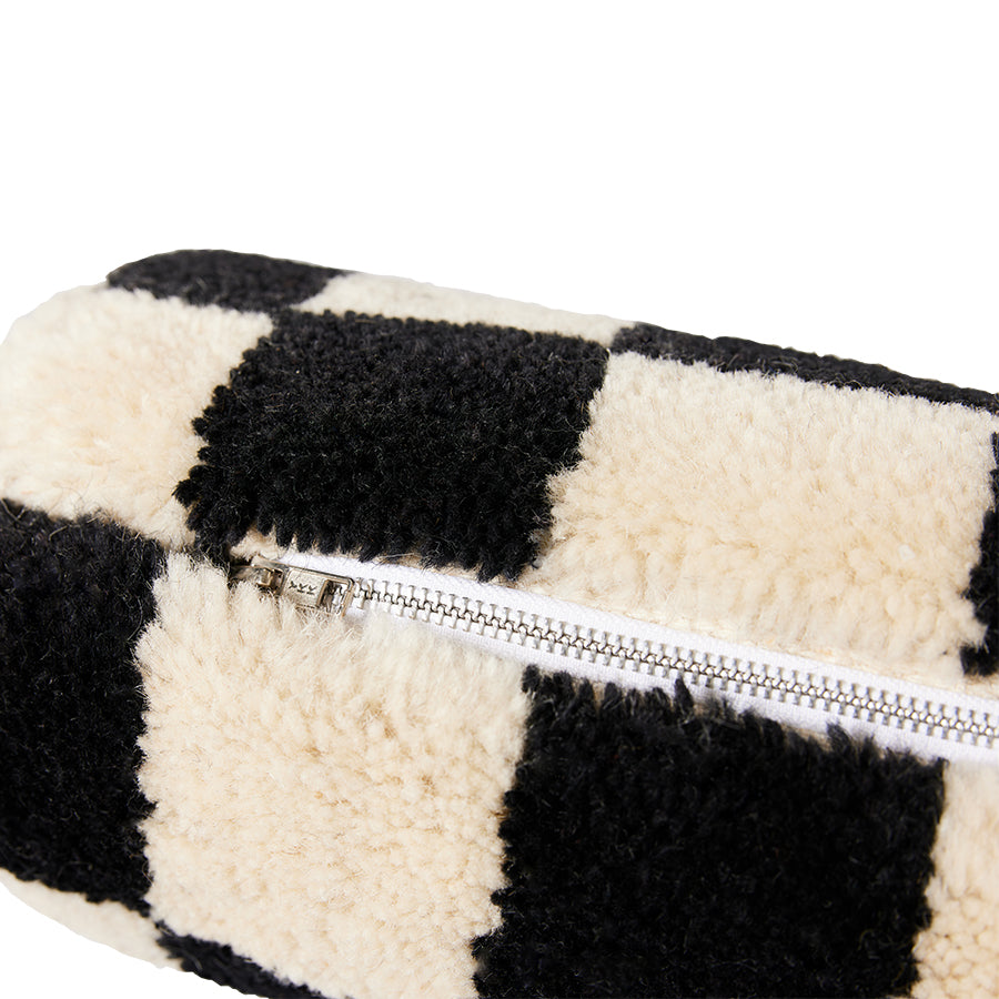 Heliotique | HK Living Checked Woolen Bolster Cushion