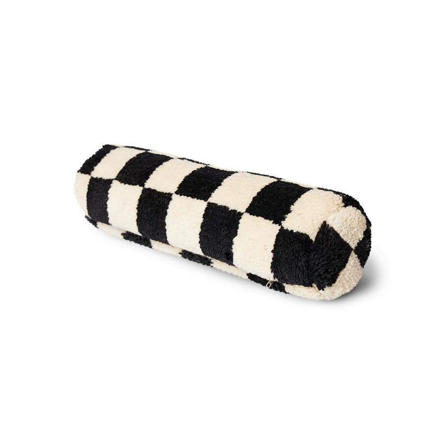 Heliotique | HK Living Checked Woolen Bolster Cushion