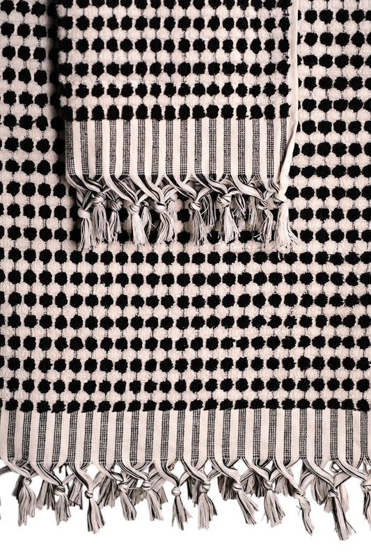 Heliotique Dotted Ultra Absorbent Cotton Towel - Black