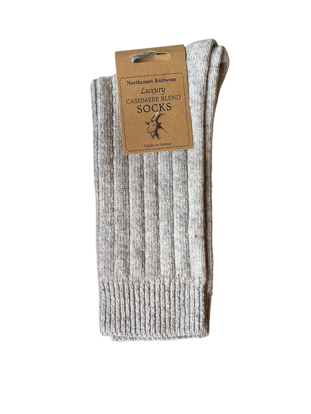 Heliotique | Original Aran Mens Cashmere Socks - Light Grey