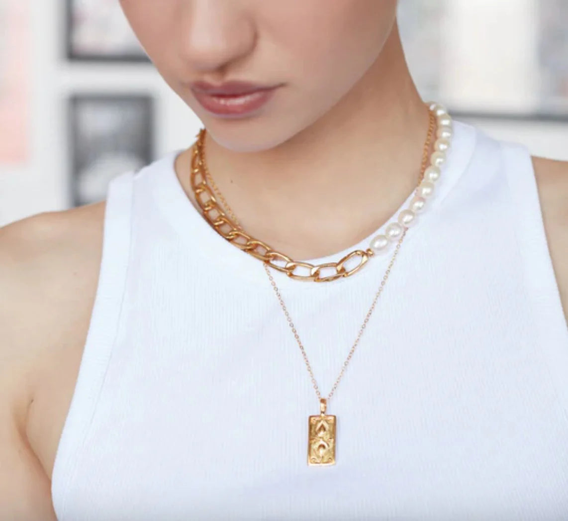 Heliotique Tyche Engraved Pendant Necklace