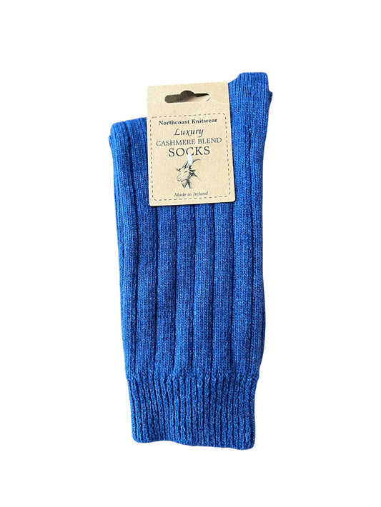 Heliotique | Original Aran Co. Mens Cashmere Socks - Airforce Blue