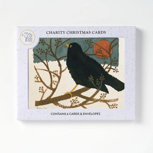 Heliotique Charity Christmas Card Pack - Blackbird in the Snow