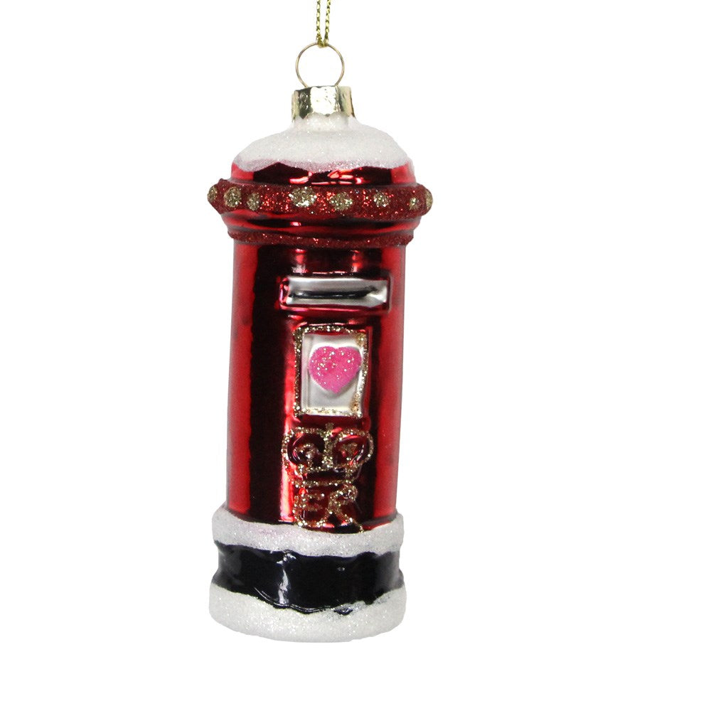 Heliotique | Gisela Graham Glass Post Box Christmas Tree Decoration