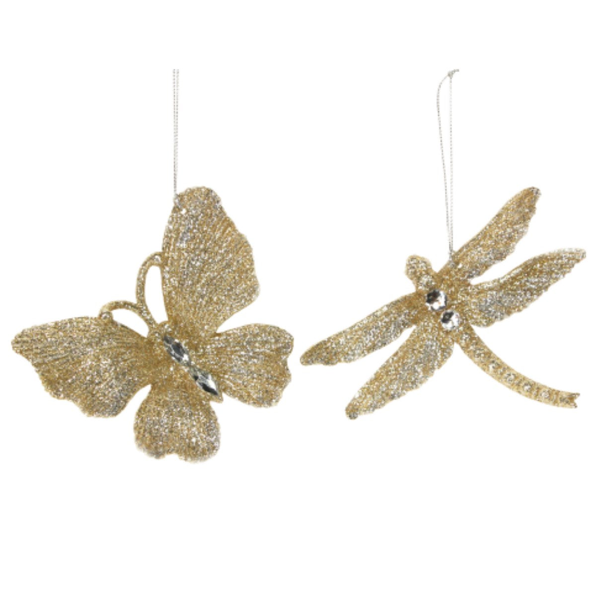 Gold Glitter Butterfly / Dragonfly Christmas Decorations by Gisela Graham