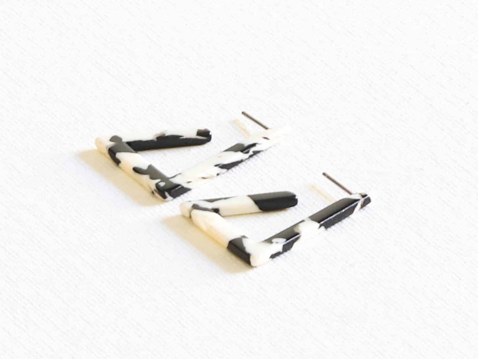 Heliotique | Big Metal London Olivia Triangle Earrings - Black & White