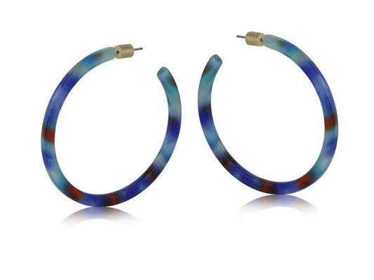 Julia Large Resin Hoop Earrings - Blue
