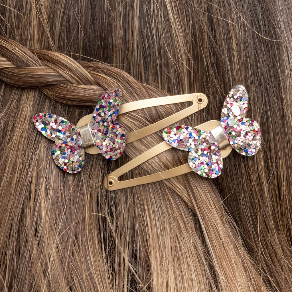 Glitter Butterfly hair clips by Rex London