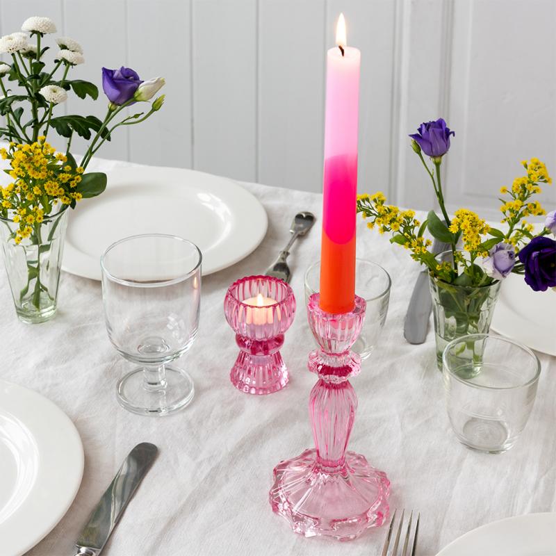 Heliotique | Rex London Tall Glass Candle Holder - Pink