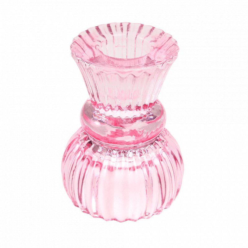 Heliotique Double Ended Glass Candle Holder - Pink