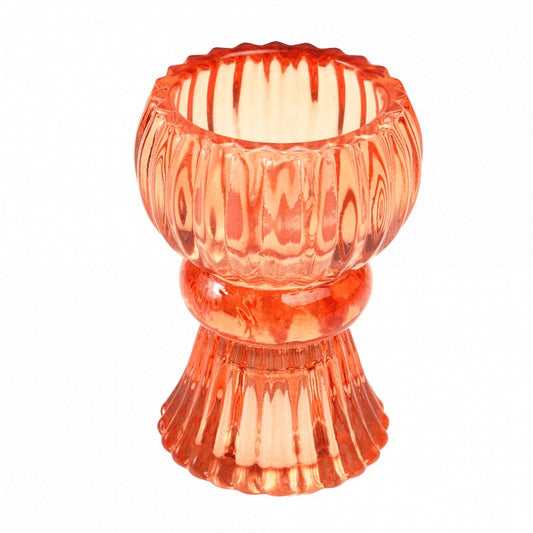 Heliotique Double Ended Glass Candle Holder - Orange