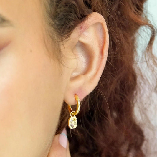 Heliotique | Junk Jewels Kaleidoscope Disco Charm Hoop Earrings