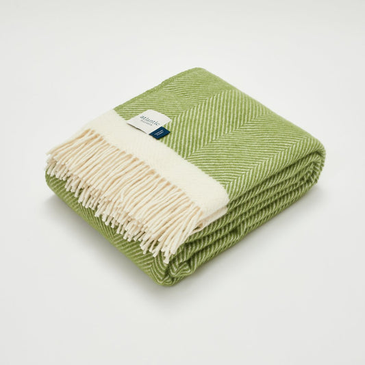 Heliotique | Atlantic Blankets Kelp Green Herringbone Wool Blanket