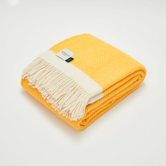Heliotique | Atlantic Blankets Yellow Herringbone Wool Blanket