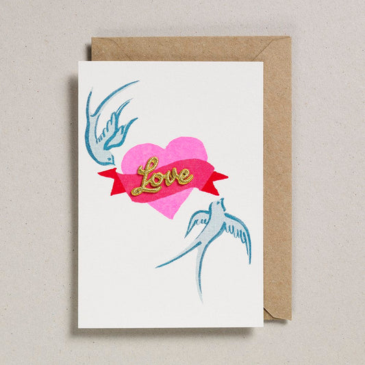 Heliotique Love Heart Embroidered Card