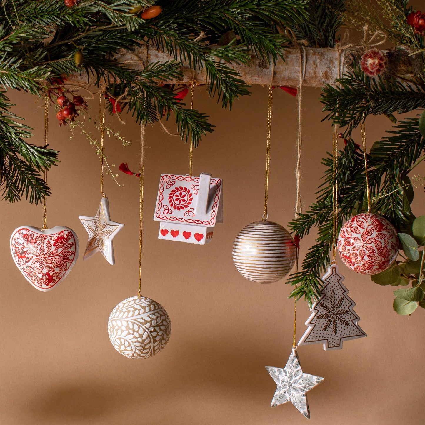 Leafy Star Kashmiri Christmas Tree Decoration by Sass & Belle