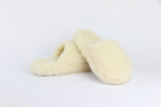 Heliotique | Yoko Wool 100% Wool Mule Slippers - Natural