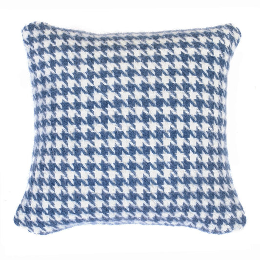 Heliotique Pure Wool Houndstooth Cushion - Ink Blue