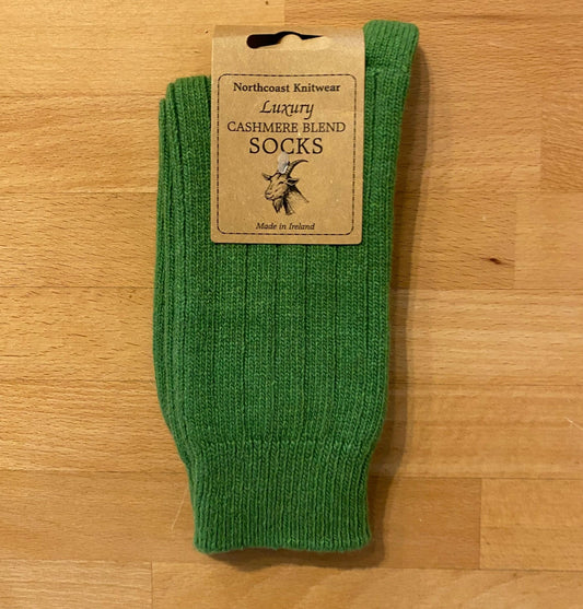 Women's Cashmere Blend Socks in Apple Green by Irish family-run business Original Aran Co.