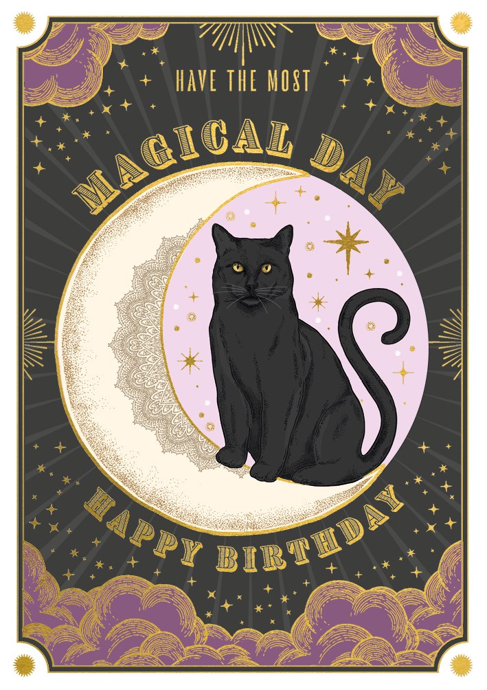 Heliotique | The Art File Magical Day Black Cat Birthday Card 